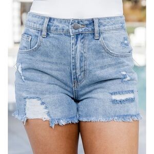 3/$20 Pink Lily Dear Dolly Frayed Denim Shorts - NWOT
